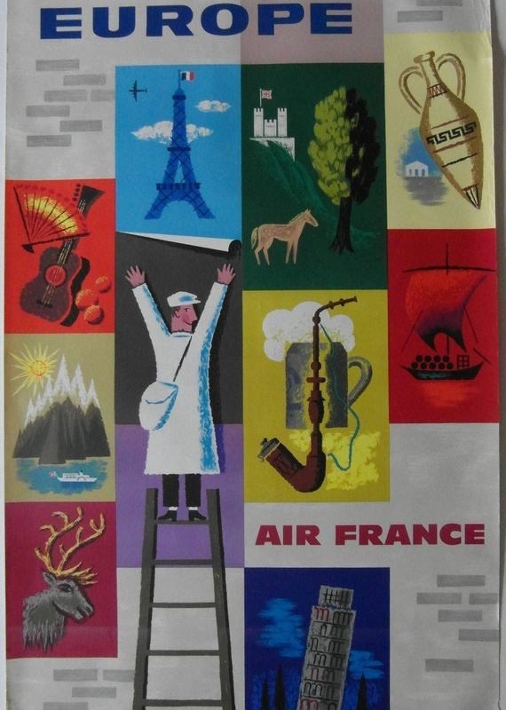 Original 1959 Air France 'Europe' Poster by Jean Carlu
