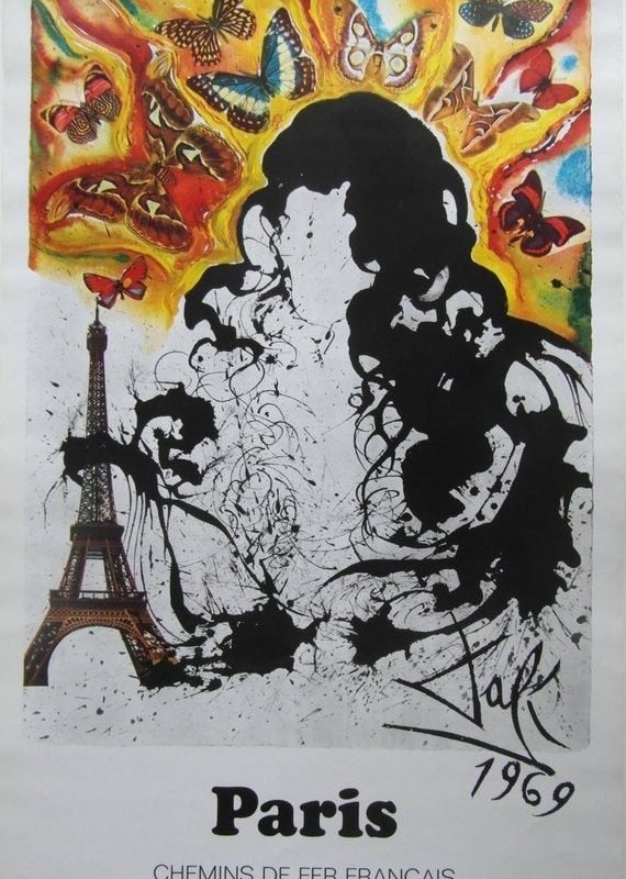 Original 1970 French National Railways Poster 'Paris' by Salvador Dali