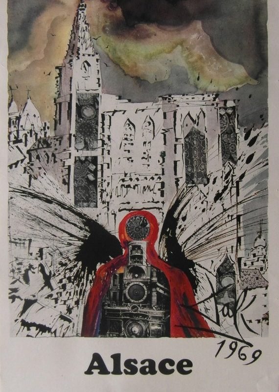 Original 1970 Salvador Dali French National Railways Small Format Poster 'Alsace'