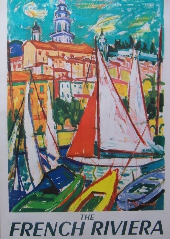 Original 1960 French Railway Travel/Destination Poster to Promote the French Riviera