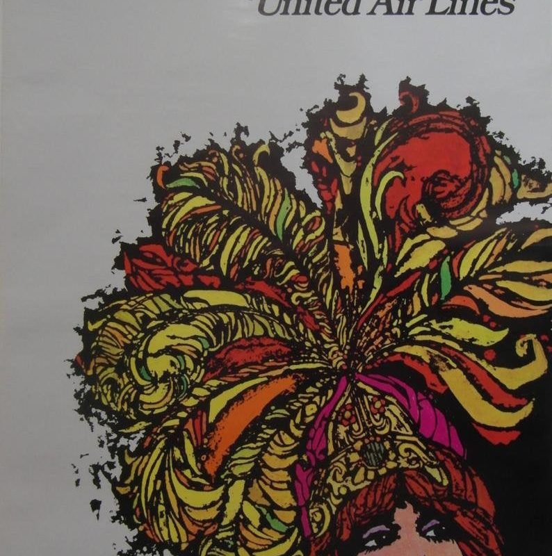 Original 1967 United Airlines Poster 'Las Vegas'