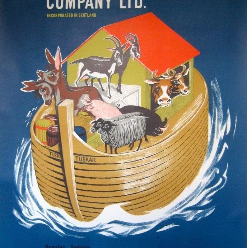 Original 1960 Clyde Shipping Poster-Waterford Ireland to Liverpool.