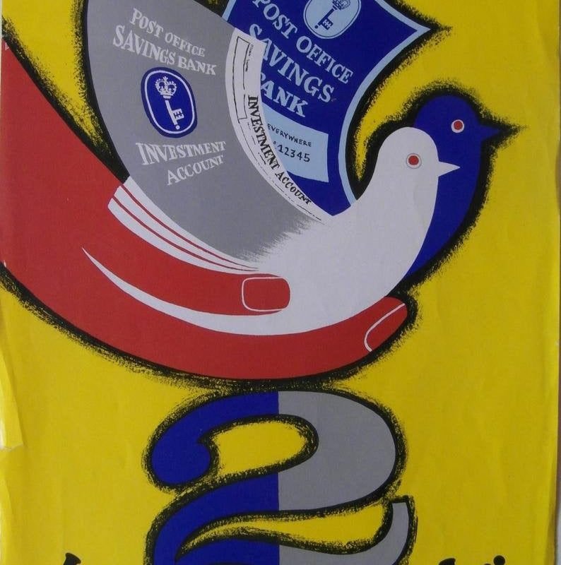 Original 1960s Post Office Savings Bank Poster by Stan Krol