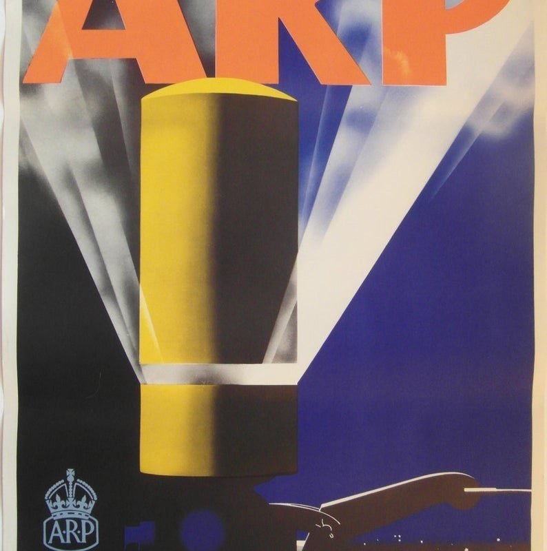Original 1938 Art Deco WW2 Home Office 'ARP' Air Raid Precaution Poster by Pat Keeley