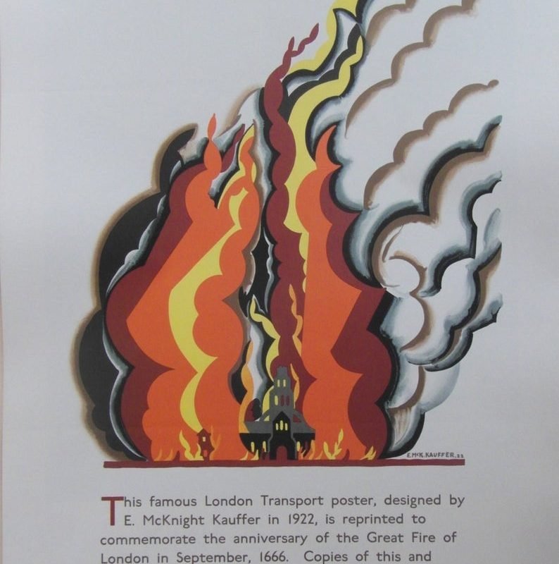 1966 Re-issue London Underground Poster 'The Great Fire of London'
