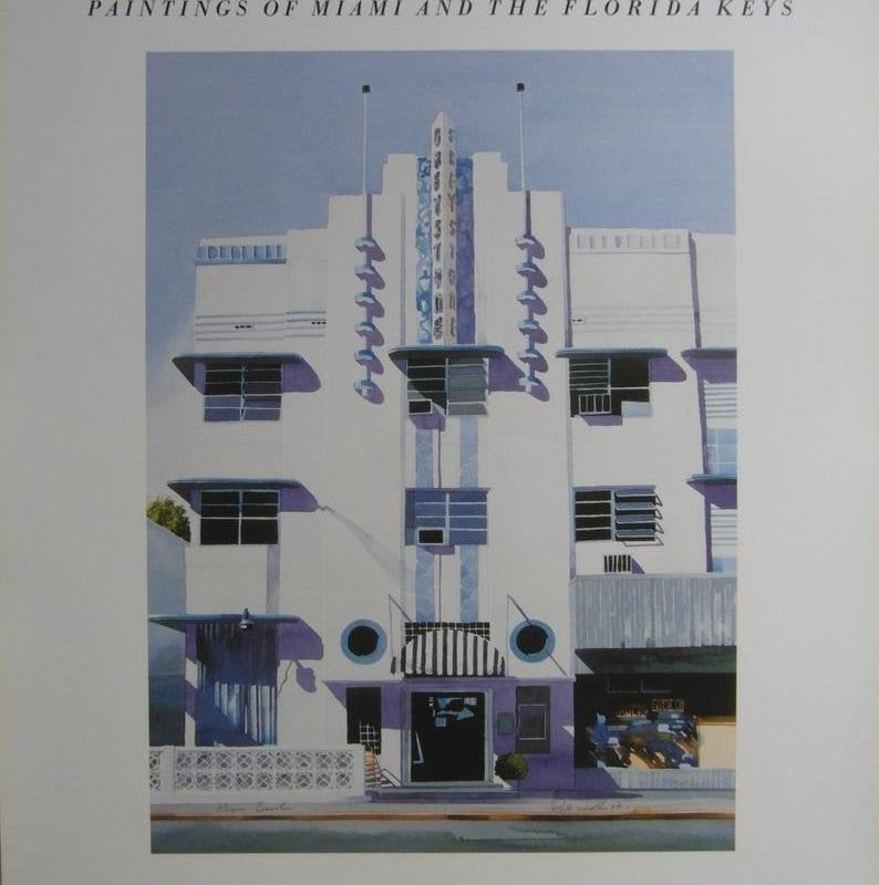 Original 1988 Exhibition Poster - Francis Kyle Gallery Art Deco Paintings of Miami and the Florida Keys