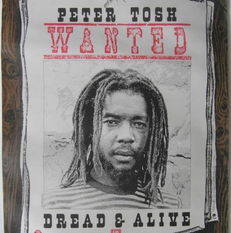 Original 1981 Peter Tosh EMI/Rolling Stones Records Tour Poster.