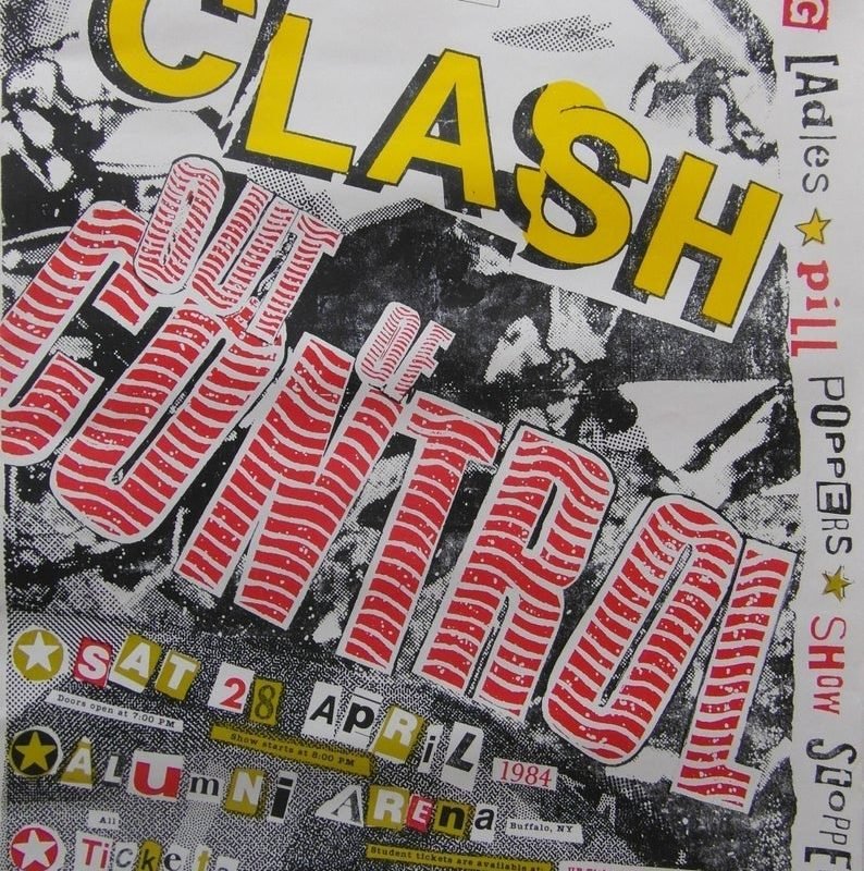 Rare Original 1984 The Clash U.S.A 'Out of Control' Tour Poster