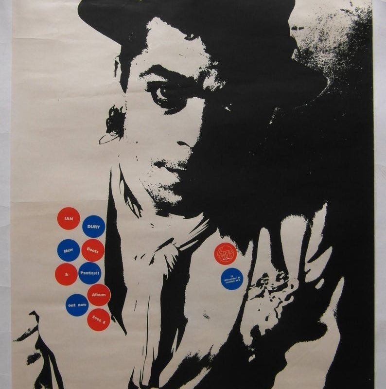 Original 1977 UK Stiff Records Ian Dury Promotional Poster for the Debut Album 'New Boots and Panties'.