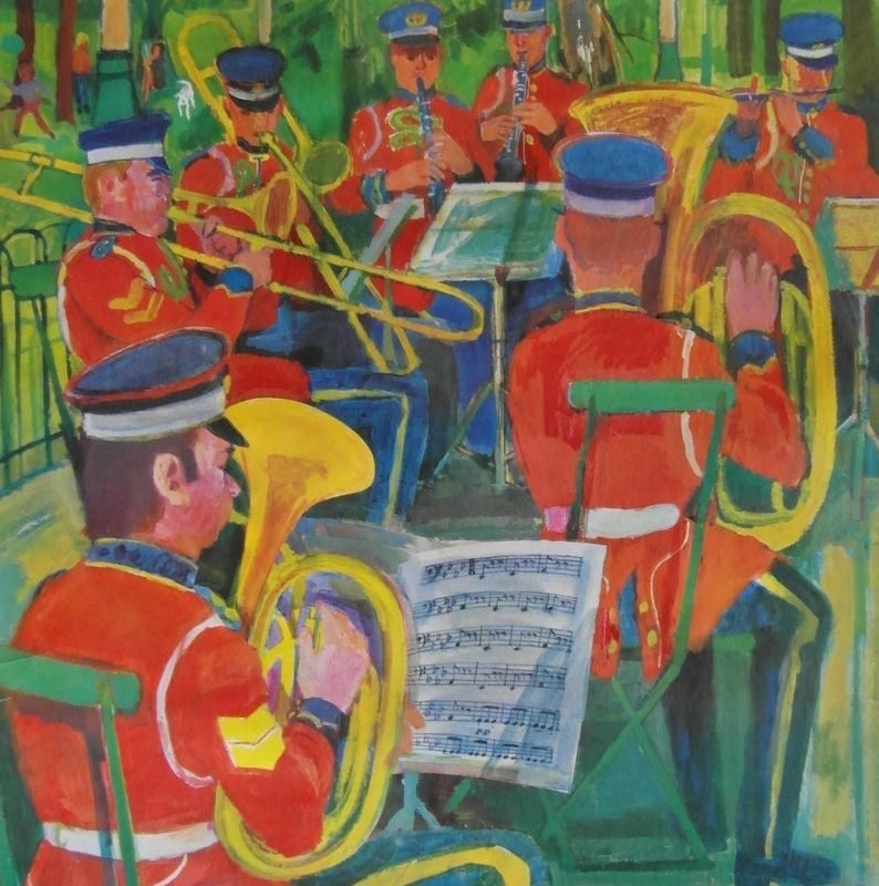 Original 1973 London Underground Poster 'Bands in the Park' by Ronald Glendening.