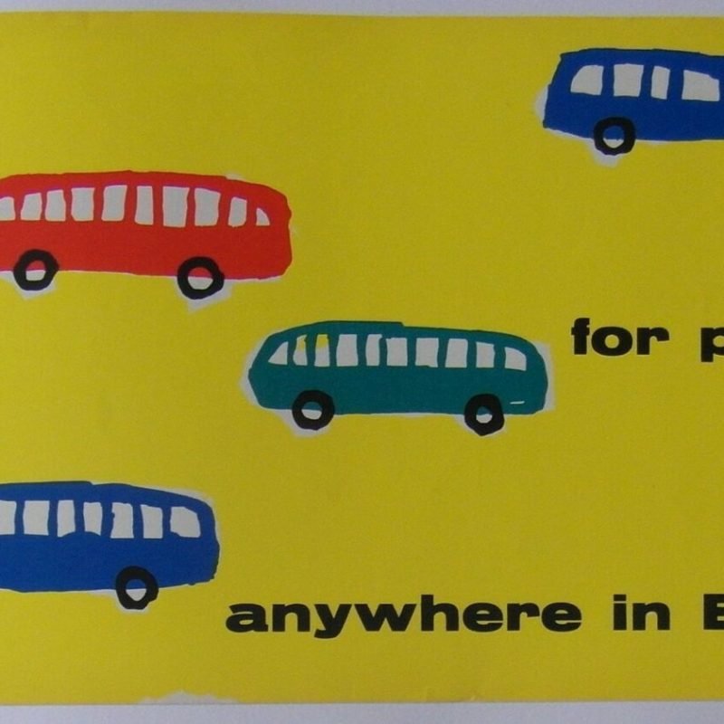 Original 1960s Panel Poster Promoting Bus Travel in Britain by Royston Cooper