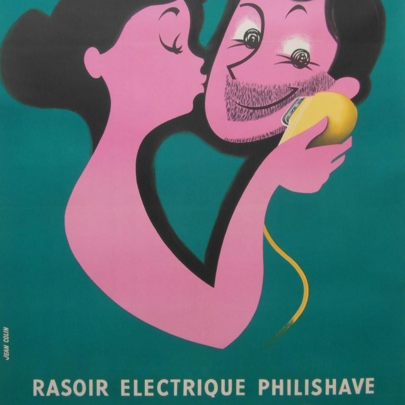 Original 1950s Jean Colin Large French Philips Philishave  Advertising poster