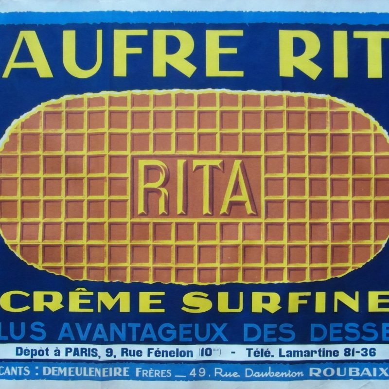 Original 1925 Gaufre Rita Large French Advertising Poster