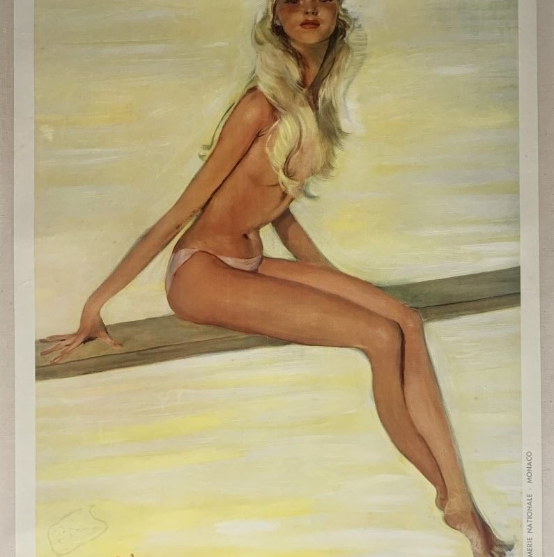 Original 1950s Poster Promoting Monte-Carlo by Jean-Gabriel Domergue