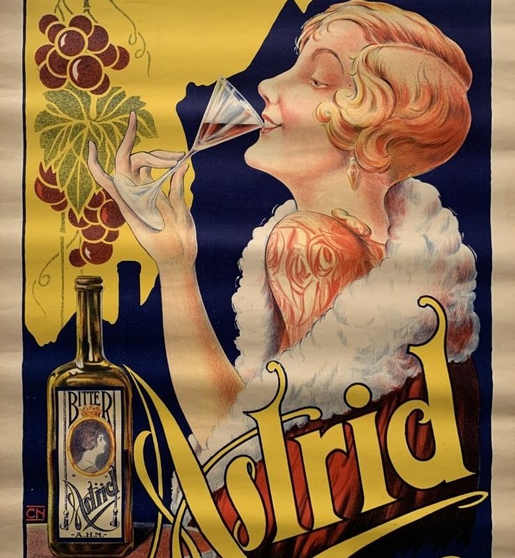 Original 1925 Advertising Poster for Bitter Astrid Liquor