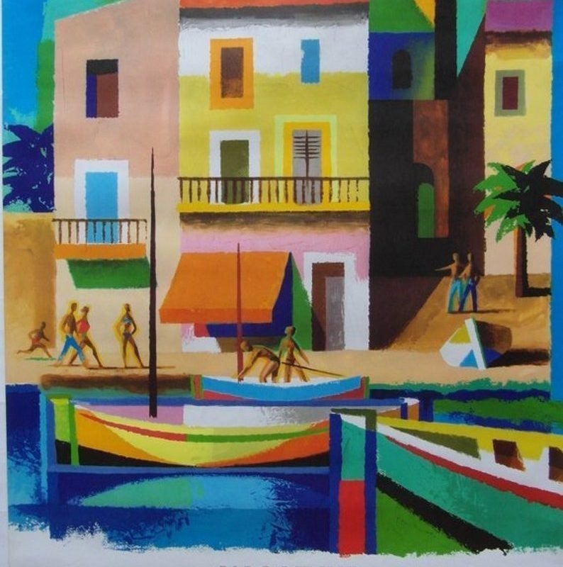 Original 1963 French National Railways Poster Promoting 'La Cote D'Azur' Region