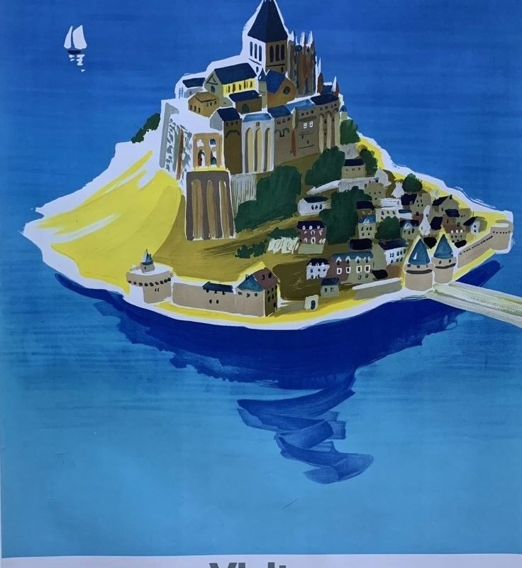 Original 1968 French Railways Poster Promoting Travel to 'Mont Saint-Michel'