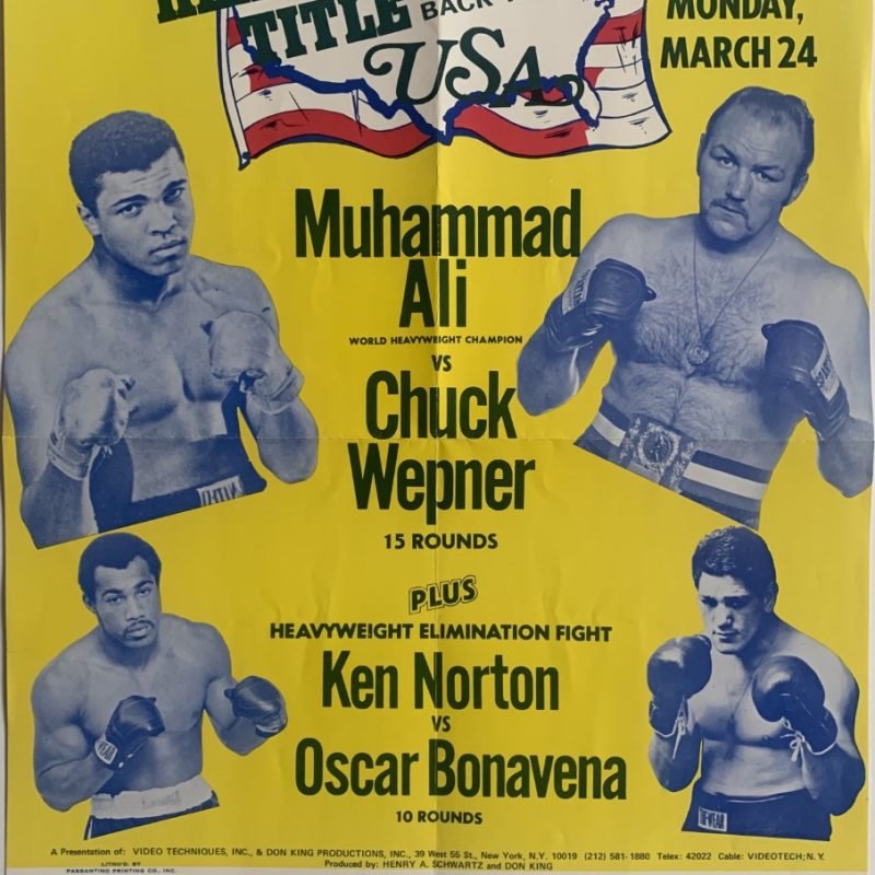 Original 1975 Muhammed Ali/Chuck Wepner and Ken Norton/Oscar Bonevena Closed Circuit Boxing Poster