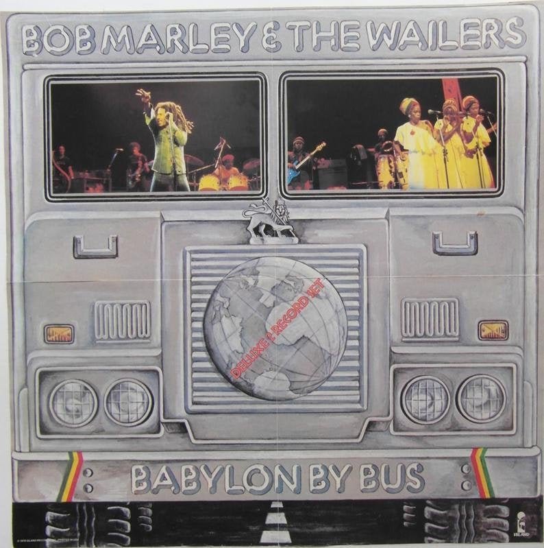 Original 1978 Bob Marley Island Records Promotional Poster for the Live Album ‘Babylon by Bus’